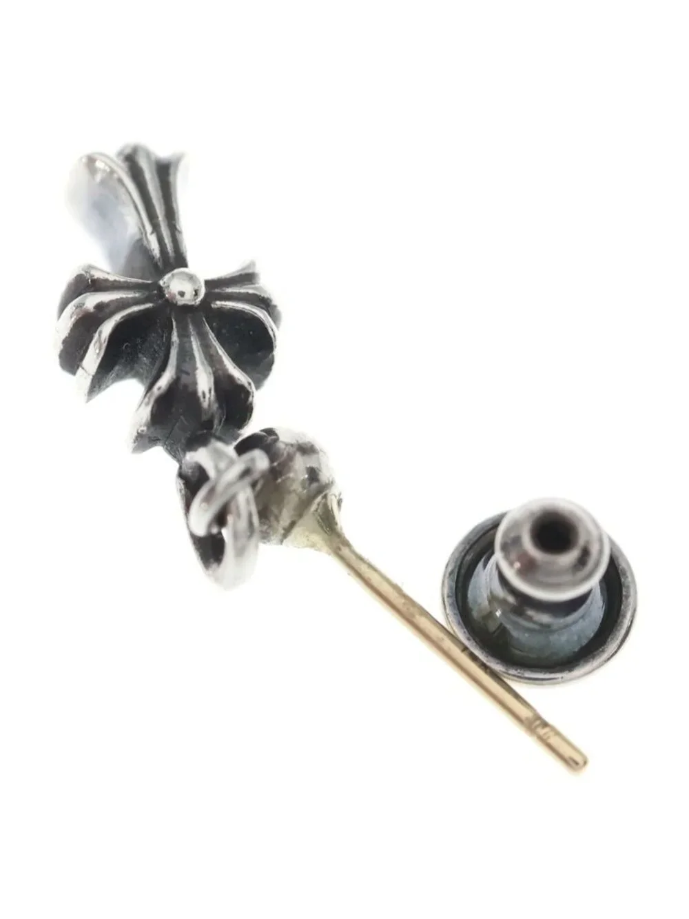 Chrome Hearts Tiny Stack CH Cross Drop Earrings Silver Yellow Gold